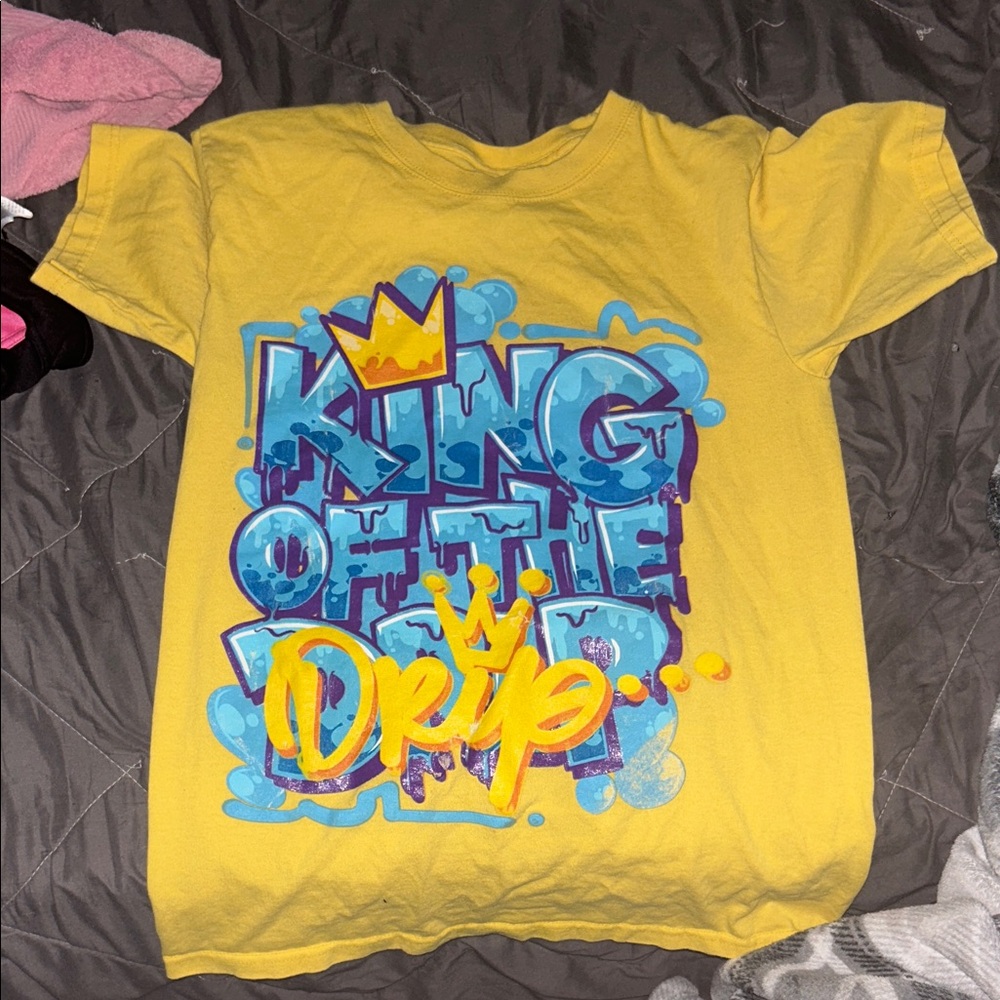 Kids' Yellow Graphic Tee with Blue and Yellow Print